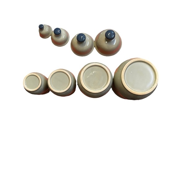 Vintage 1983 Jacaman 4pc Canister Set Blue Rooster Grey Stoneware Flawless EUC - Picture 8 of 11